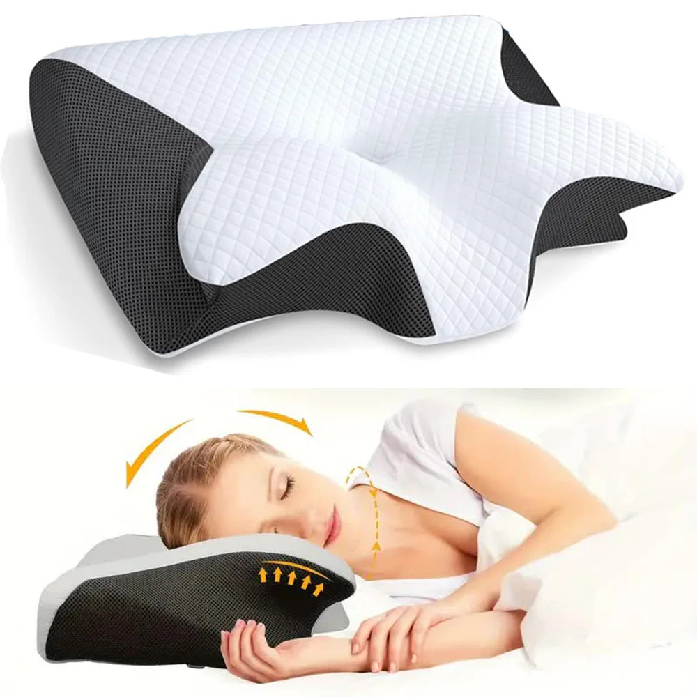 Contoured Butterfly Memory Foam Pillow - Black
