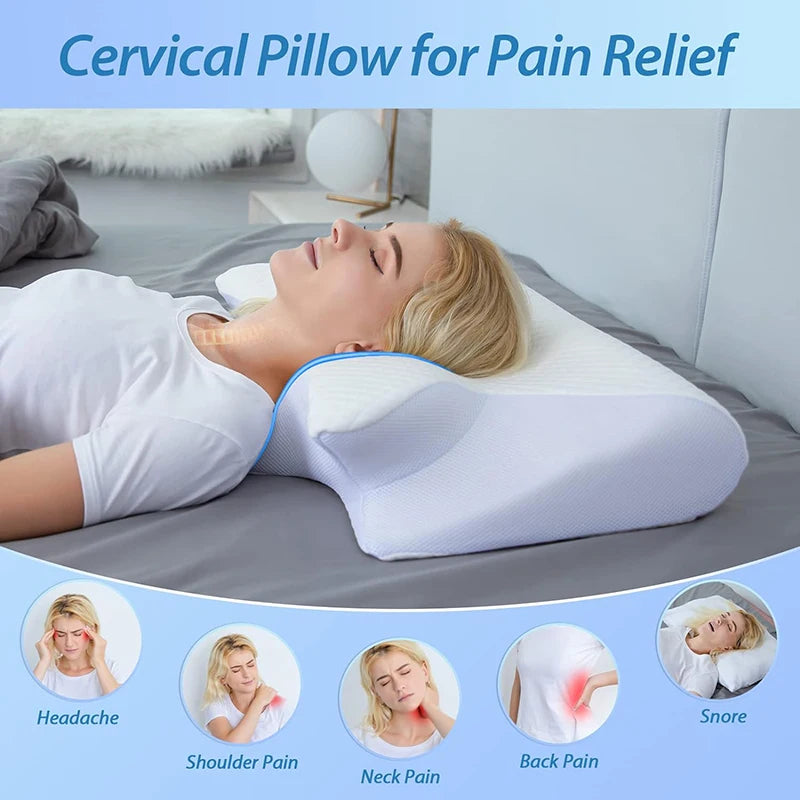 Contoured Butterfly Memory Foam Pillow – White